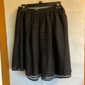 Garnet Hill Pleated Skater Skirt. Two layers. Outer layer is mesh stripes